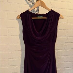 Ralph Lauren Elegant Purple Draped Dress 4 cowl neck sleeveless